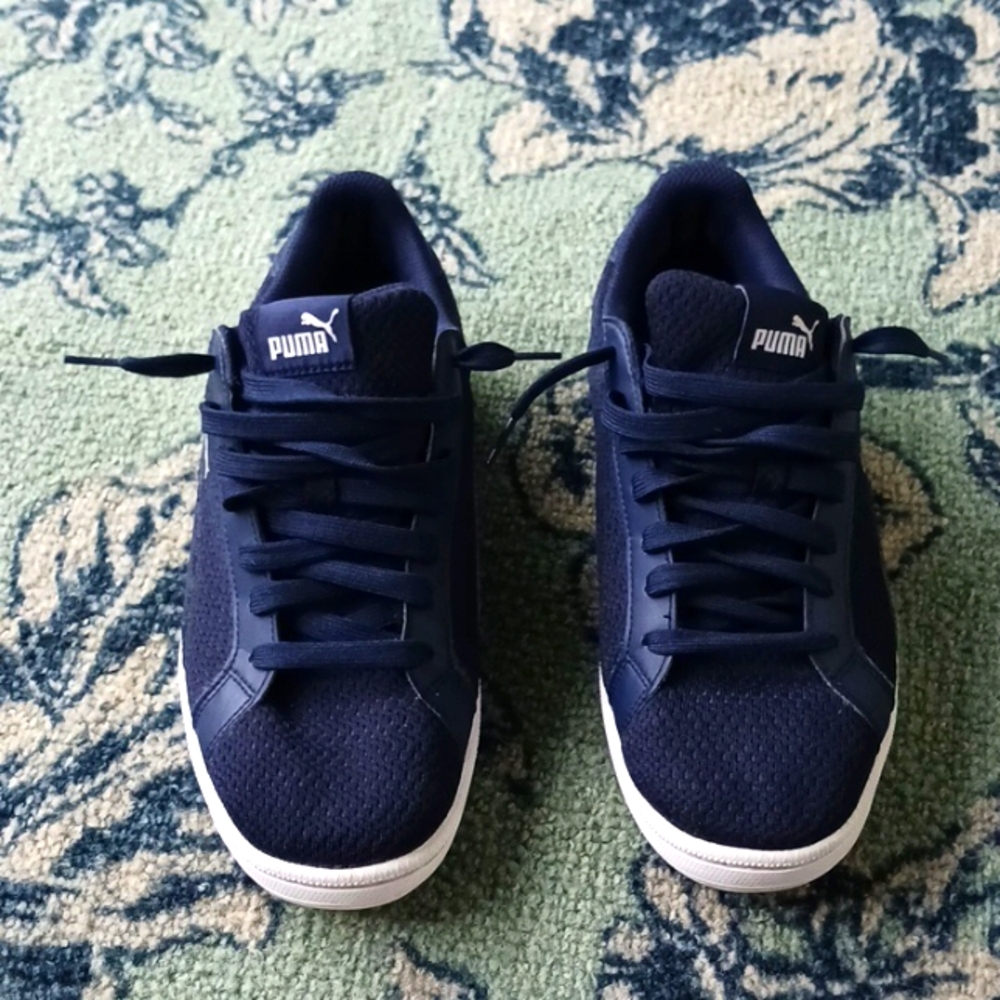 Puma Mens Smash Knit 36545804 Blue Casual Shoes Sneakers Size 9.5, slightly worn